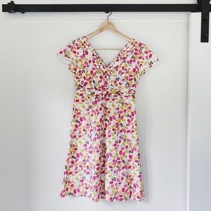 Boden Pink and Yellow Olive Tree Print Dress Size 2